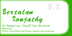 bertalan komjathy business card